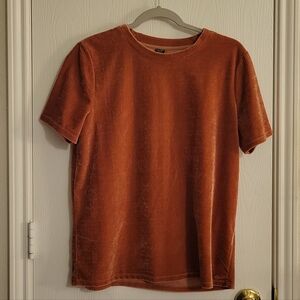 Orange Velvet T Shirt